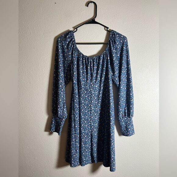 Lily Rose Blue flower print, long top - Picture 2 of 5